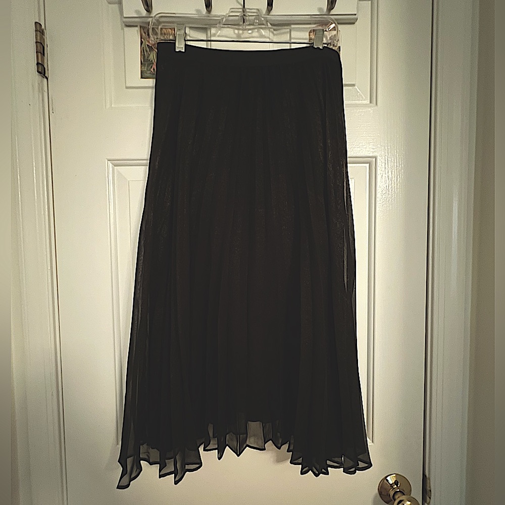 Black and Gold Sparkle Accordion Midi Skirt Elastic Waist | Party Festive